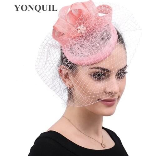 Bride Elegant Women Mesh Headpiece Hair Clips Wedding Occasion Fedora Cap Formal Dress Net Fascinator Hats Fancy Hair Accessory