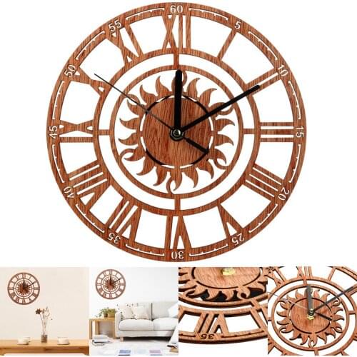 JX-LCLYL Vintage Wooden Wall Clock Shabby Chic Rustic Antique Watches Kitchen Home Decor