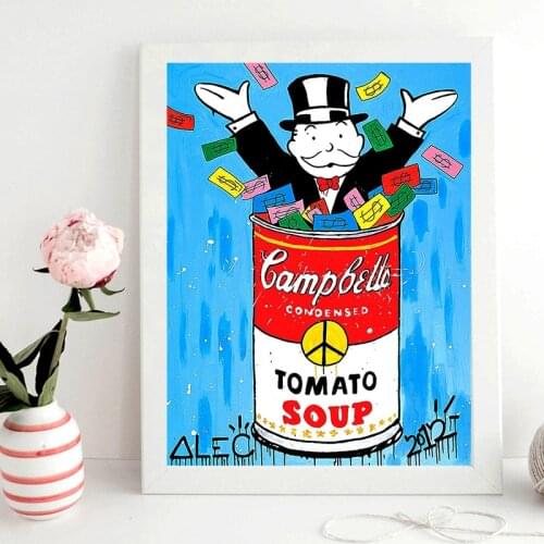 Campbells Tomato Soup Alec Monopolyingly Canvas Prints Picture Modular Paintings For Living Room Poster On The Wall Home Decor