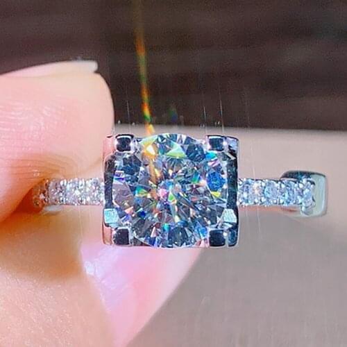 10K Au417 White Gold Women Wedding Party Engagement Ring 1 2 3 4 5 Carat Round Moissanite Diamond Ring Heart Trendy Classic Gift