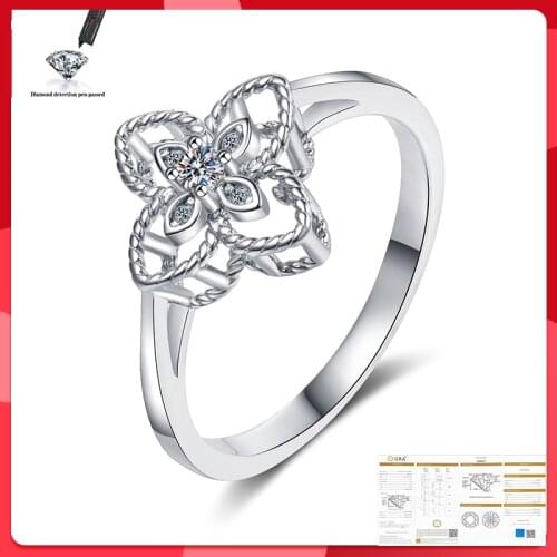 Moissanite ring with D Color VVS1 Excellent Cut Women Engagement Gift Lab Diamond Real 925 Solid Silver