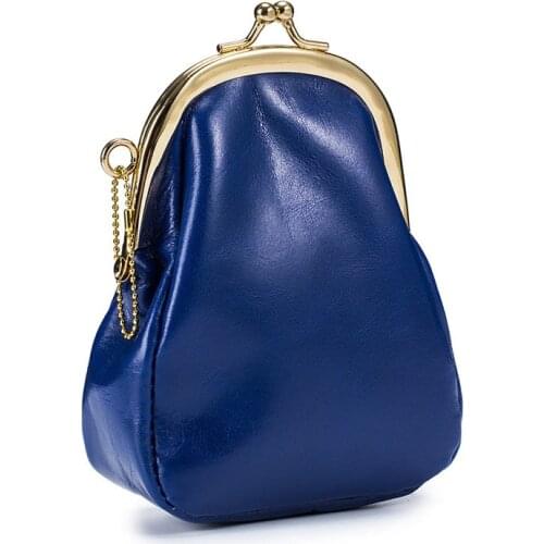 New Woman Coin Purse Genuine Leather Cards Holder Mini Wallets Metal Frame Change Bags Cute Money Bag Womens Wallet Girl