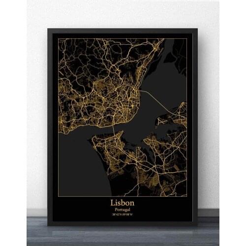 Lisbon Porto Portugal Map Poster