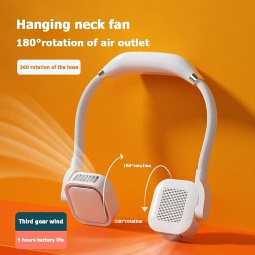 Mini Fan Rechargeable Usb Leafless Hanging Neck Fan Convenient and Portable Sports Lazy Hanging Neck Fan 180 Degree