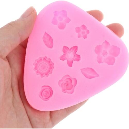Cartoon Flower & Leaf Silicone Fondant Soap 3D Cake Mold Cupcake Jelly Candy Chocolate Decoration Baking Tool Moulds