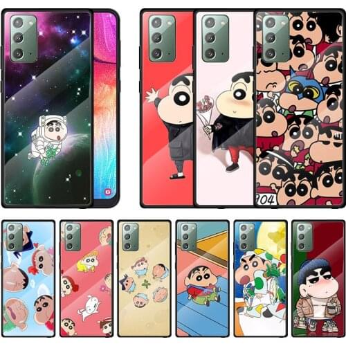 Cartoon Cute Funny Crayon For Samsung Note 20 10 9 8 Ultra Lite Plus A70 A50 A40 A30 A20 A10 Tempered Glass Phone Case