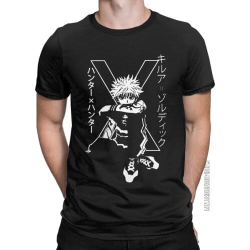 Hunter X Hunter Killua Zoldyck T-Shirts Men Awesome Pure Cotton Tees Crewneck Classic Short Sleeve T Shirts Printed Clothes