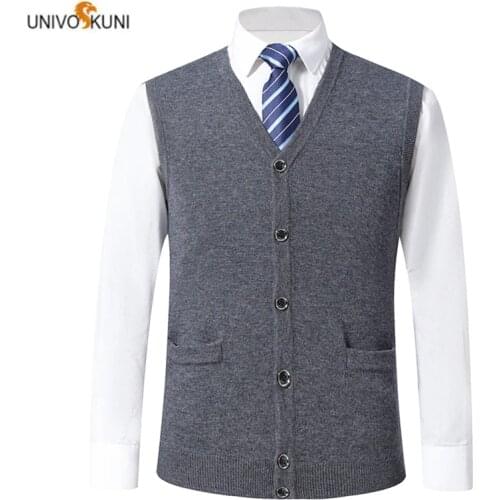 UNIVOS KUNI 2019 Mens Sweater Fashion Slim Spring and Autumn New Arrive Vest Solid color Casual High Quality 9069