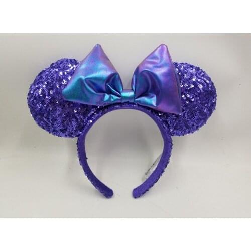 NEW Purple Minnie Mouse Bow Sequins Ear Headband Ears So Pretty