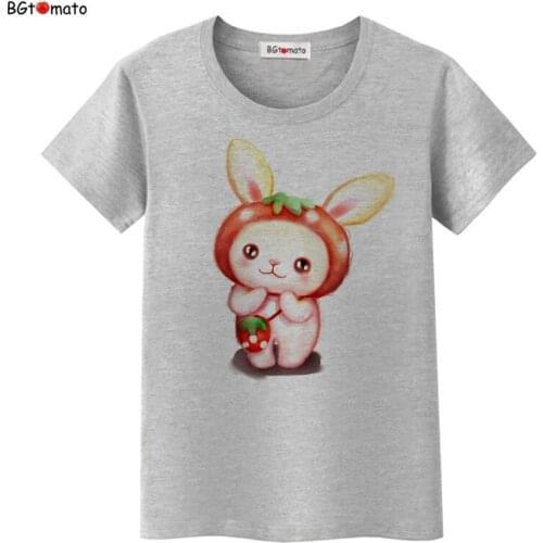 BGtomato New Kawaii printed Hand Draw Aabbit T-Shirt Women Tops Short Sleeve O-Neck Shirts Clothing For Women Tees Hot sale