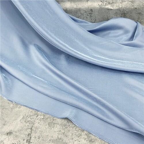New fashion haze water blue Mermaid Ji glass pure cotton satin with shiny luster gold and silver silk fabric skirt shirt fabric