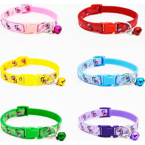 2018 New Fashion Cute Pet Dog Puppy Cat Collars Girls Printed Adjustable Pet Neck Chain With Bell Pet Collar for Small dogs Cat