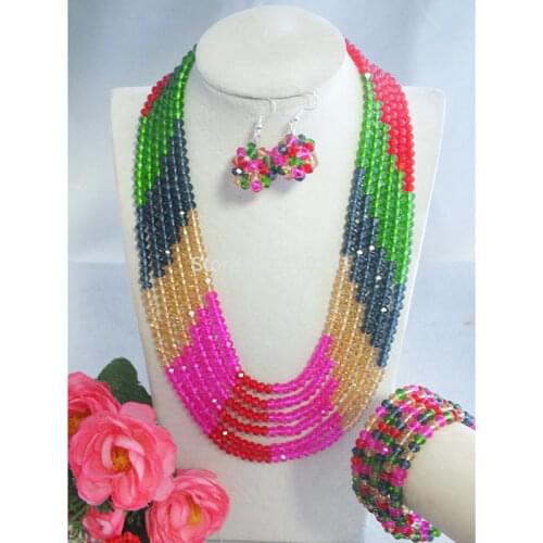 Charm. sweet Nigerian Crystal Beads Jewelry Set ,Wedding Crystal Necklace