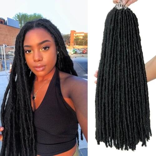 Straight Faux Locs Crochet Hair 18" 24Strands Dreadlocks Hair Extensions Black blonde purple Soft Locs Crochet Braids
