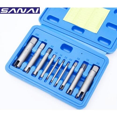 SANAI 10PCS Screw Tap Extractor Set M4-M24 Damaged Screw Tap Remover Alloy Steel Broken Head Taps Wrench Extractor Drill Bit