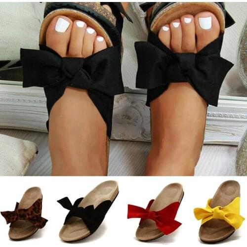 2021 Bowknot Slippers Woman Summer Sandals Small Fresh All-match Slipper Indoor Outdoor Beach Shoes Female Fashion Shoe Slides