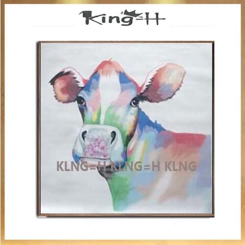 Modern Pop Art Abatract Hand Painted Cow Oil Paintings On Canvas Wall Art Cow Animals Wall Picture Living Room Home Wall Decor