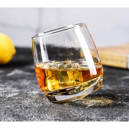 Contemporary and Contracted Creative Transparent Glass of Whiskey Wine Liquor Beer Rotating Liquor Cup Success
