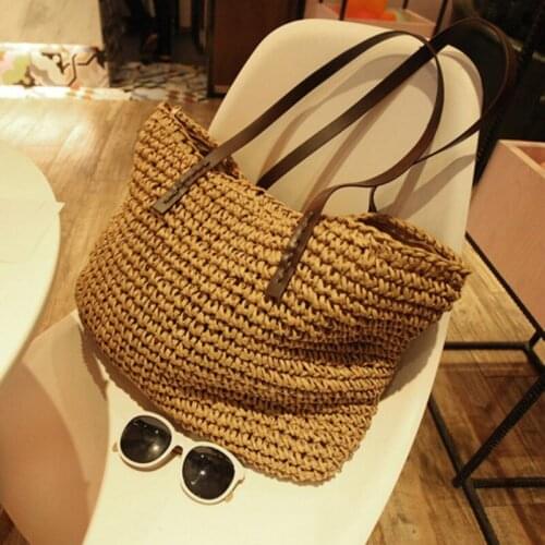 Womens Shoulder Bag Cotton Rope Woven Handbag Bohemian Straw Beach Bags Handmade Female Messenger Crossbody Bag