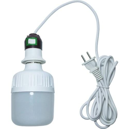 Led Lights 10W 20W 40W 60W 80W Socket E27 With Wire Switch 220V Electric Room Light Super Bright Portable AC220V E 27 Base Hold