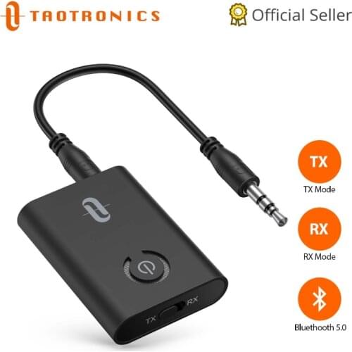 TaoTronics Wireless Adapter Bluetooth 5.0 Transmitter/Receiver 2-In-1 With Display Screen 3.5mm For TV MP3/MP4 Phone TT-BA07