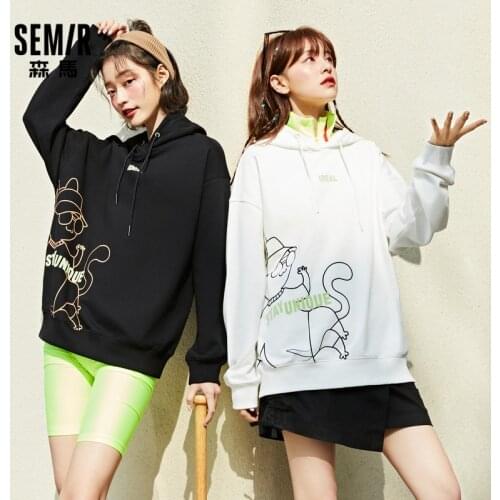 SEMIR Sweatshirt Women Casual Korean Style Trendy Tops 2021 New Oversize Loose Spring Clothes Ladies Comfortable Hoodies