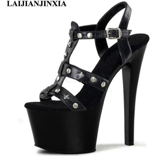 LAIJIANJINXIA New Party Pole Dance Shoes 17cm Shoes High Heels Platform Dancing Shoes Sandals Dance Shoes