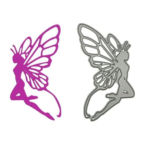 Fairy Pattern Metal Cutting Dies Scrapbooking Fairy with Butterfly Wings Handmade Clipart Decorating Craft Paper Cutter Mold