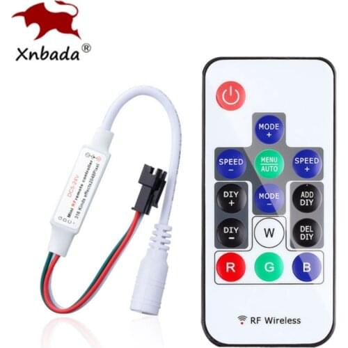 WS2811 WS2812B RGB Led Strip Light Controller Wireless RF 14Keys Remote Support 2048Pixels DC5-12V