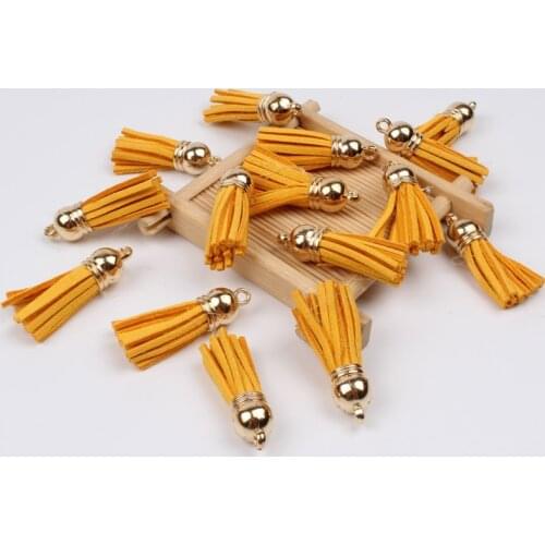 35mm 20pcs Yellow Feather Tassels Jewelry Finding Key Tassel Handmade Ornaments Garments Accessories