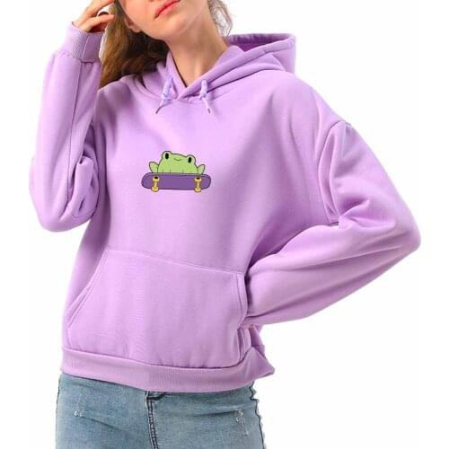 Frog Printed Hoodie Oversized Sweatshirt Kawaii Korean Fashion Aesthetic Clothes Winter Tops Autumn Hip Hop Loose Long Sleeve