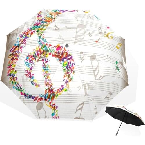 Strong Wind Creative Women 3-Folding Umbrella Musical Notes Sunny And Rainy Umbrellas Dropshipping