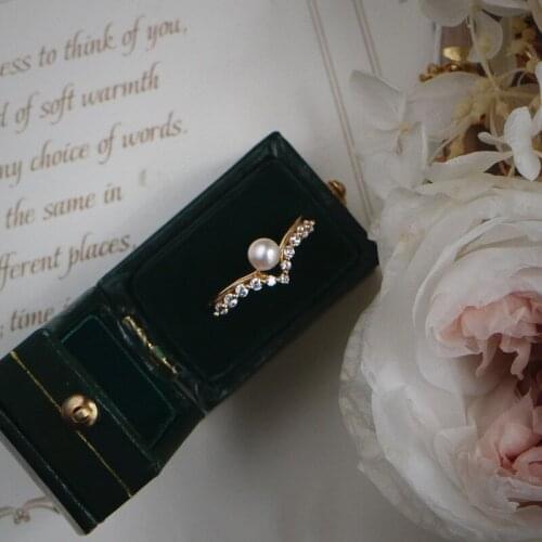 Mi Xiong Luxury 925 Sterling Silver Rings for Women Engagement Wedding Party Trendy Elegant Pearl Jewelry Lovely Romantic Gift