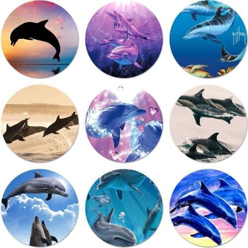 Ocean Animal Dolphin Icons Pins Badge Decoration Brooches Metal Badges For Backpack Decoration 58mm