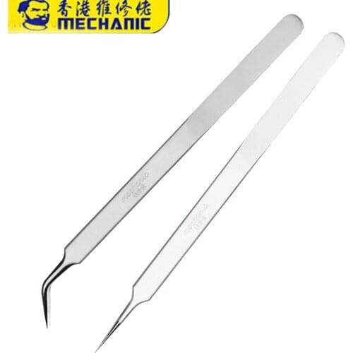 10pcs MECHANIC Precision Lengthening Thickened Tweezers Aak Aaa Mouth Tweezers Curved Mouth Long Clip Colourful High Precision