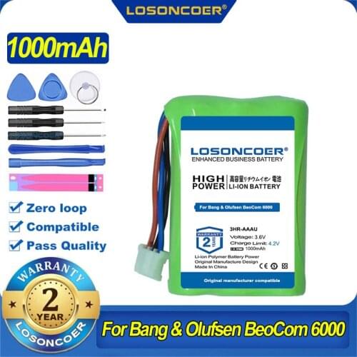 100% Original LOSONCOER 1000mAh Battery For Bang & Olufsen BeoCom 6000 Telephone New Li-Ion 3HR-AAAU 70AAAH3BMXZ T373