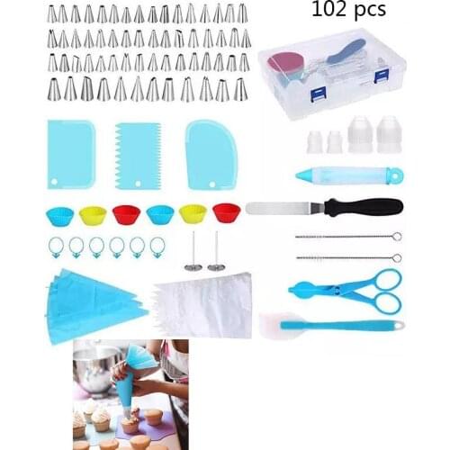 102pcs Cake Decorating Set Stainless Russian Piping Tips Cream Confectionery Nozzles Scraper Pastry Bag Baking Tools For Cakes