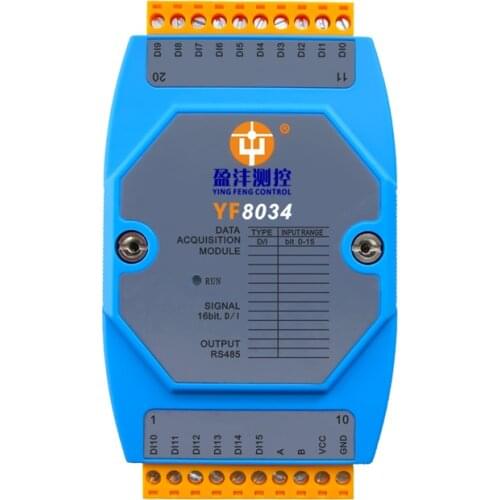 16-way switch input di module to RS485 serial port PLC extended digital high and low level monitoring