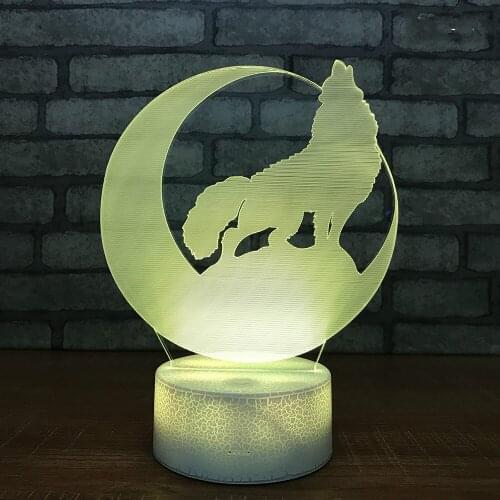 Wolf 3d Lamp Creative Eye Cartoon Puppy Table Acrylic Energy-saving Usb Led Night Light Usb Led Kids Lamp