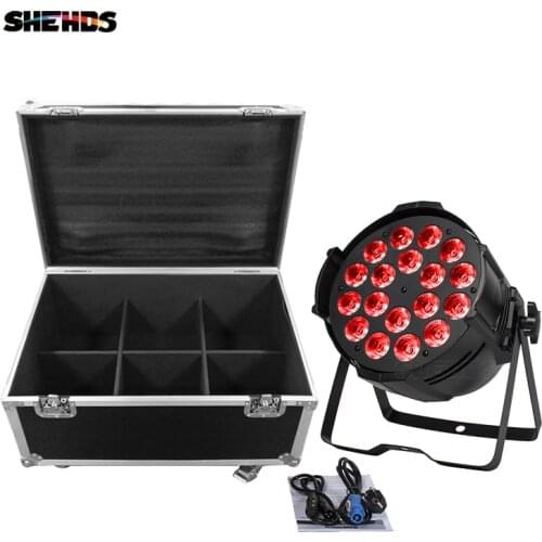 With Flight Case 4/6/8pcs 18x18 6in1 RGBWA+UV Aluminum Alloy LED Par Light for Wedding Stage Show Sar DJ Disco SHEHDS Lighting
