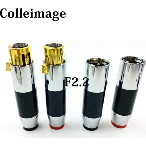 Colleimage 4pc Hifi Hi-end Carbon Fiber Gold-plated XLR Cable Male and Female Connectors 3PIN XLR Microphone Plug