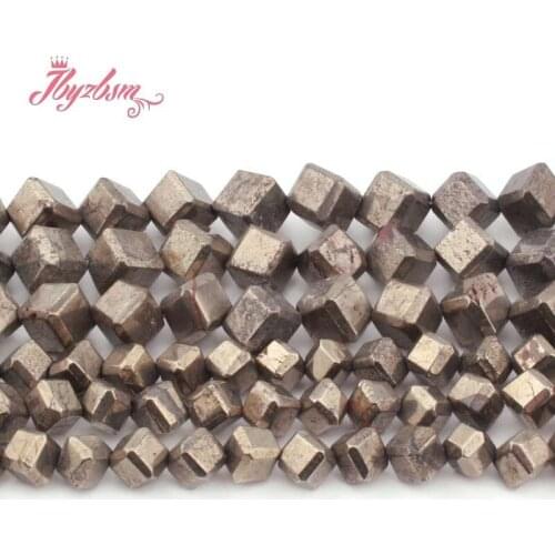 6mm 8mm Faceted Cube Silvers Gray Pyrite Bead Loose Natural Stone Beads for DIY Women Necklace Bracelet Rings Jewelry Making 15"