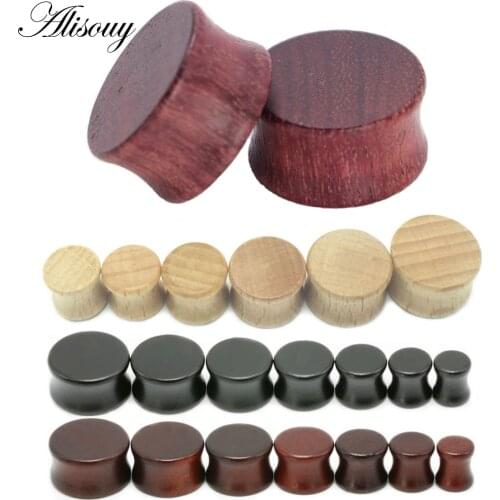 Alisouy 2PC Wood Plugs and Tunnels Ear Expander Plug Natural Wooden Gauges Ear Plugs Tunnels Flesh Tunnels Body Jewelry Piercing