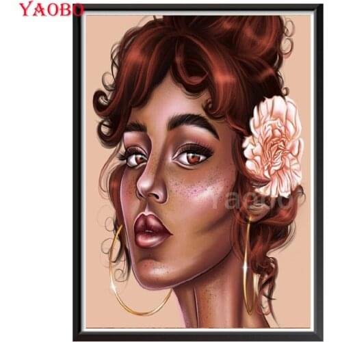 African woman Full Square Round Diamond Painting 5D Diamond Embroidery Mosaic Cross Stitch Home Decor Rhinestone Pictures