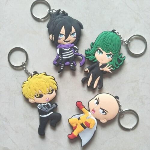 Anime One Punch Man keychain Kaneki Saitama Genos Terrible Tornado cute fun cartoon PVC key chain personalized Pendant jewelry