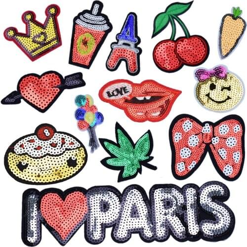Mix Sequin Embroidery Patches for Girl Clothing Iron Appliques Patch for Jeans Apparel Sew Accessories for Clothes Patch 1PCS