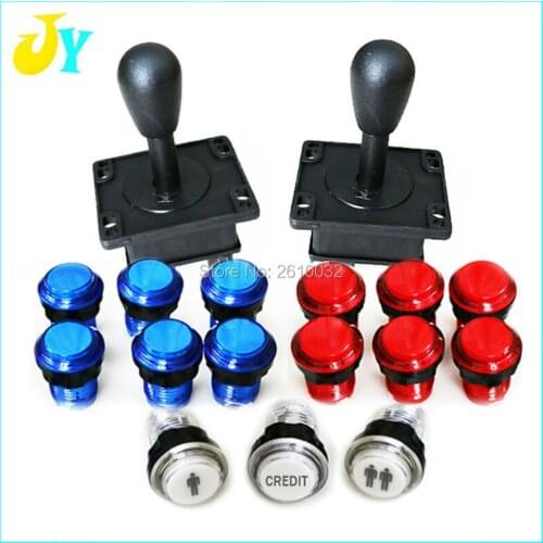 HAPP style joystick & ZIPPY 8 way arcade joystick With LED Push Button 1P 2P CREDIT Button for DIY JAMMA MAME Raspberry PI