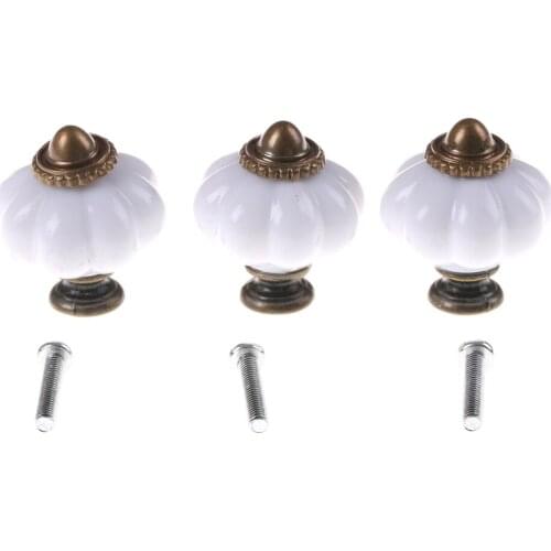 White Metal Plastic Vintage Style Door Knobs Cabinet Drawer Cupboard Kitchen Pull Handle Durable With Screw 1pcs