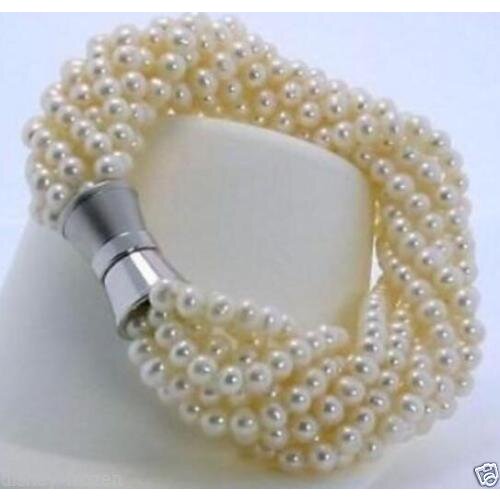 Noble Women Gift Jewelry Clasp Natural Lovely AAA+ GENUINE AKOYA White The Small Particles Pearl Bracelet 8 Inch