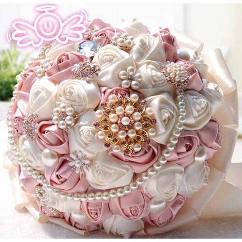 Bouquet Different color different styles of handmade flower decoration bride wedding bride holding flowers with diamond pearls